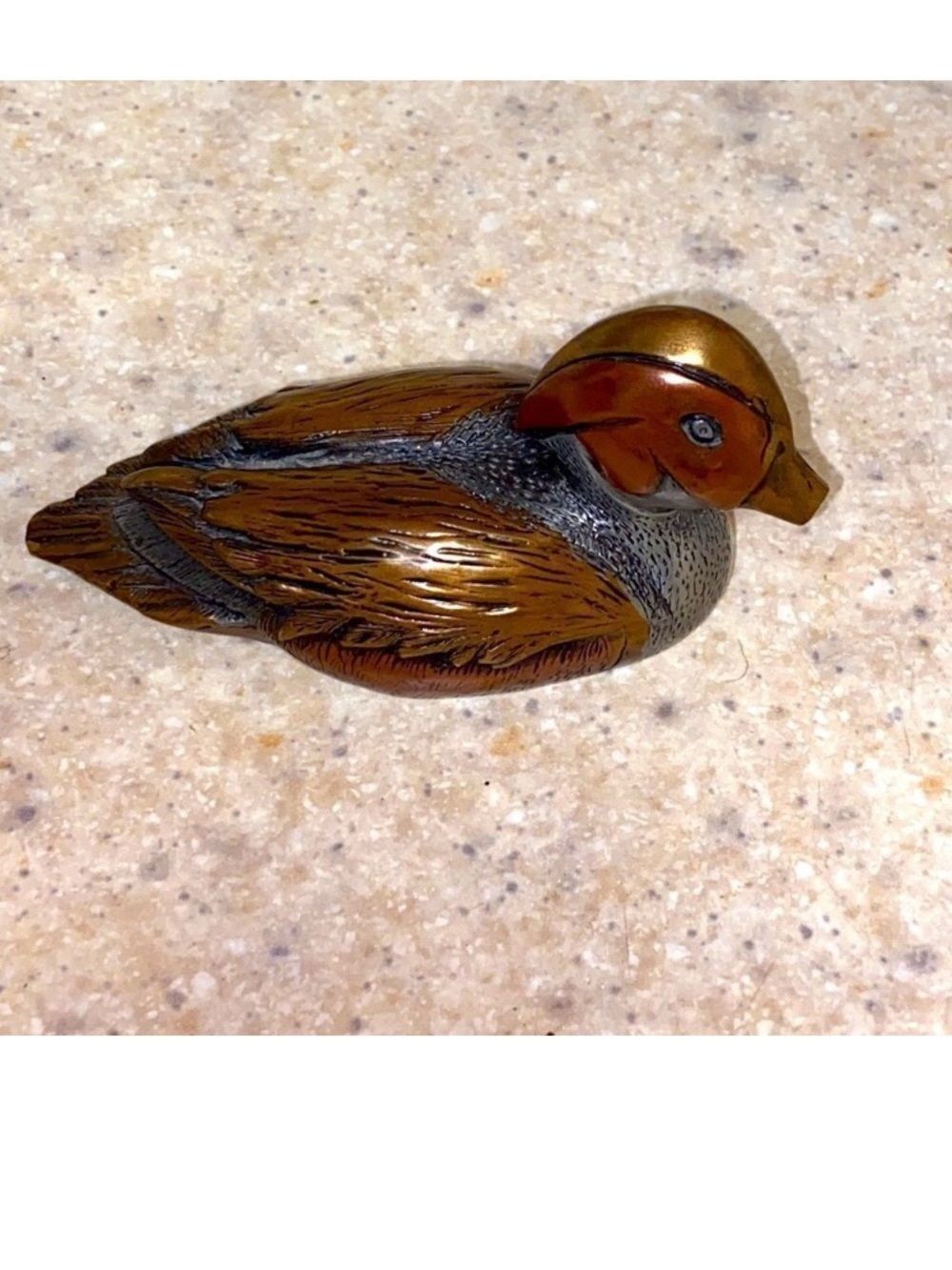 Brown & Gold Decorative Duck Bird Toy for Enrichment